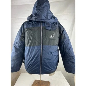 Nautica Boys XL (18/20) Hooded Winter Jacket Black Navy Colorblock Full Zip EUC - Picture 1 of 3
