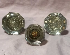 Antique Glass Door Knob - 3 Eight Point Knobs - Great Condition - Picture 1 of 13