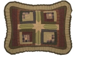VHC Marken Teekabine rustikal Standard Schein Patchwork grün khakirot Baumwolle 21X27 - Bild 1 von 3