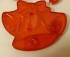 3 BELLS CHRISTMAS or WEDDING COOKIE CUTTER Vintage HRM Red Plastic w handle