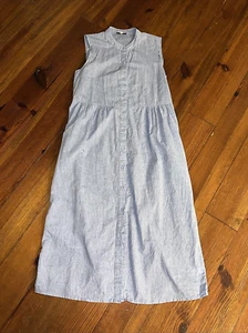 Tuckernuck Long Button Front Sleeveless Blue Cotton Dress XS - Picture 1 of 6