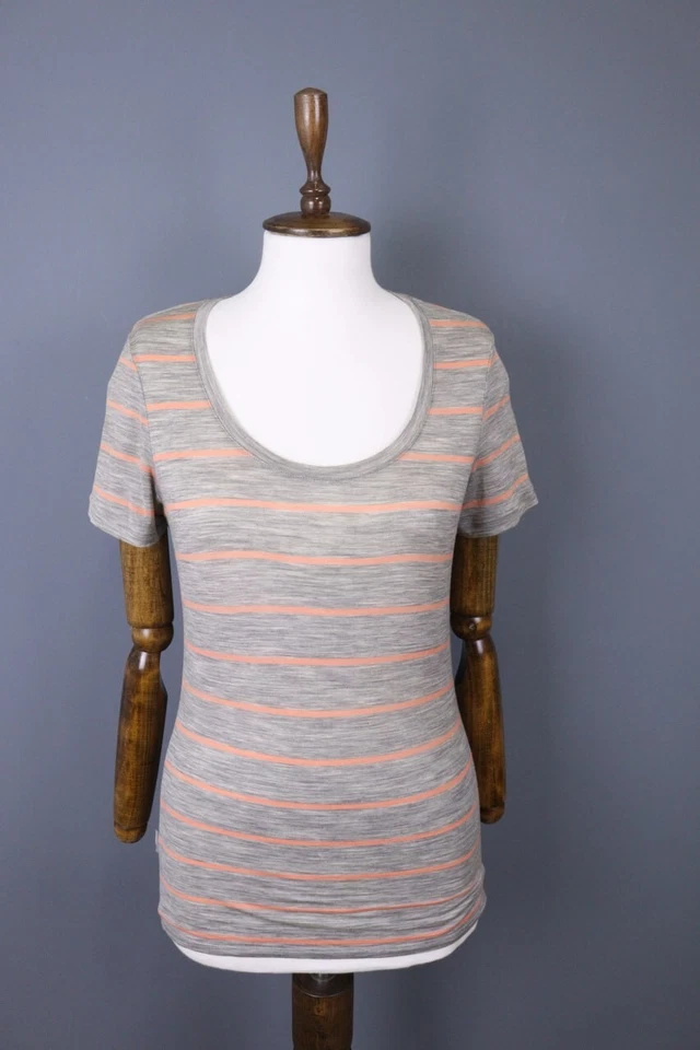 Camiseta térmica Icebreaker gris a rayas de lana merino manga corta talla XS Foto 1 de 4