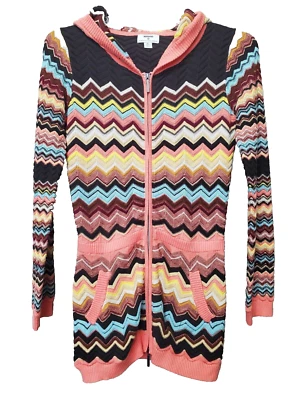 Missoni Target Girls Multicolor Chevron Full-Zip Hooded Knit Cardigan Pockets XL - Image 1 of 4