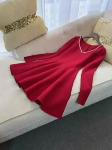 Custom Made To Order V-Neck Beaded Trim Fit & Flare Mini Dress Plus 1X-10X L659 - Picture 1 of 8