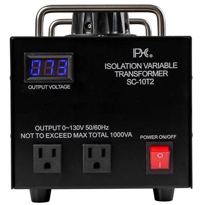 10A Variac 0-130 VAC SC-10T-2 with Digital Display and Twin Output - Image 1 of 3