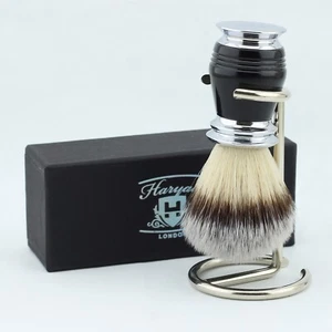 Silberspitze Dachs Haarrasierbürste Kit & Edelstahl Bürstenhalter für Herren - Bild 1 von 4