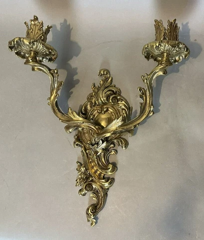 Antique Victorian 2 Light Cast Metal Candelabra Wall Lamp Light Sconce Cover