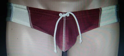 UN BODYWEAR RARO NUEVO VINTAGE N2N BORGOÑA, C7 COMP. BIKINI DE NATACIÓN UNIVERSITARIO EN LG Foto 1 de 4