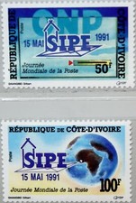 IVORY COAST ELFENBEINKÜSTE 1991 1053-54 Weltposttag World Post Day Brief Mail **