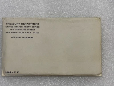 1964 P & D U.S. Mint Uncirculated Set, Complete 10-Coin Set, Original Env.  64B - Image 1 of 4