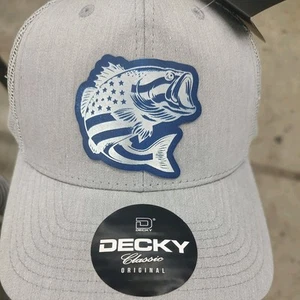 Decky gray trucker hat, with fish decal .snap back. new with tags - Picture 1 of 5