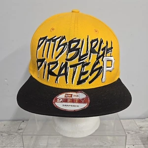 Pittsburgh Pirates Black Script New Era 9Fifty Snapback Yellow Hat Logo MLB Cap - Picture 1 of 11