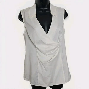 Nydj Sleevless Wrap Front White Top Inside Slimming NWT Small Classic Costal  - Picture 1 of 17