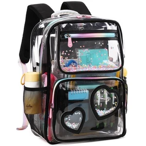 Clear Backpack for Kids Teens Girls Women Heavy Duty See Through Backpacks Cu... - Picture 1 of 6