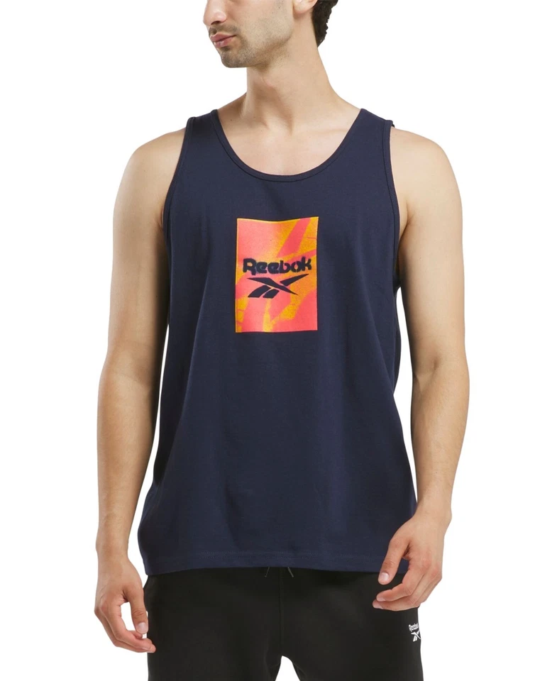 Reebok Men's Regular fit Sleeveless Tank Top Shirt | Navy | Size-Large.