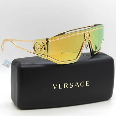 New Versace VE2226 10027P Medusa Logo Gold Mirrored Sunglasses - Image 1 of 4