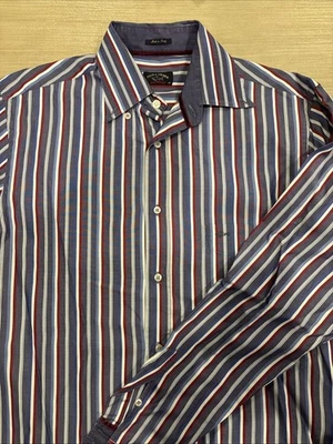 PAUL & SHARK Mens Dress Sport Shirt  MADE IN ITALY 16 40 BLUE RED BUTTON DOWN - Image 1 of 4