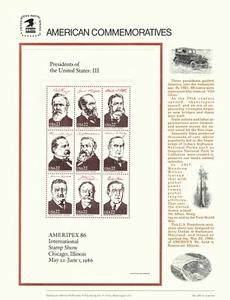 # 265 22c Presidentes de los Estados Unidos III # 2218 1986 USPS PANEL DE SELLOS CONMEMORATIVOS - Imagen 1 de 2
