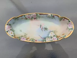 Antique 14” Hand Painted Limoges BMoem France Pink Rose Flower Porcelain Bowl - Picture 1 of 8