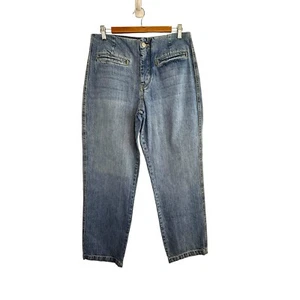 Emma Hullholland Size L 14 Blue Denim Organic Cotton Straight Leg Jeans - Foto 1 di 24