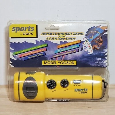 GPX Sports AM/FM Flashlight Radio w/Clock & Siren Model YOO5OD Yellow Brand New  - Image 1 of 4