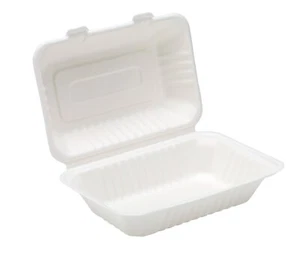 Cajas de almuerzo 7 x 5" Clamshell x 100 Blanco Bagazo Fiesta Buffet Platos Boda BARBACOA - Imagen 1 de 1