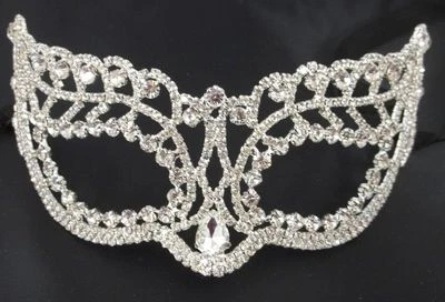 Crystal Bridal Clear Rhinestone Laser Cut Venetian Masquerade Mask Pear - Image 1 of 3