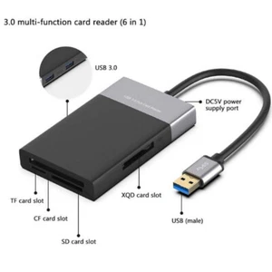 Adaptateur de carte mémoire lecteur de carte mémoire USB 3.0 USB3.0 vers CF XQD SD TF OTG U - Photo 1/9