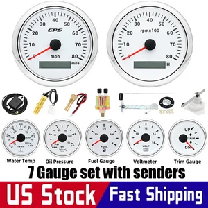 7 Gauge Set 85mm GPS Speedometer 0-80MPH Waterproof for Marine Boat Car Truck - Picture 1 of 24