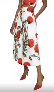 Dolce & Gabbana Rock Rot Mohn Baumwolle A-Linie Popeline Lang Popeline 46IT UK14 XL - Bild 1 von 4
