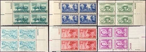 1949 3c commemorative Set Plate Blocks of 4, Scott #981-86, MNH, F-VF - Picture 1 of 8