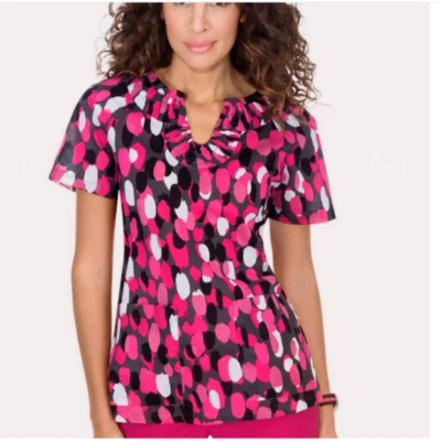 Blusa Médica Koi Katy Peterson Celeste M Rosa Gris Negro PUNTO PUNTO USADA EN EXCELENTE CONDICIÓN Foto 1 de 4