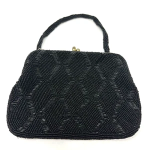 Walborg borsa donna piccola con perline nera tracolla bacio chiusura vintage fatta a mano Corea - Foto 1 di 8