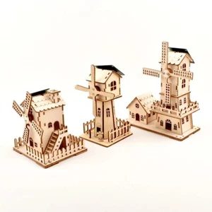 Holzpuzzle 3D Solar Windmühle DIY Modell Pädagogisches Spielzeug aus Holz - Bild 1 von 8