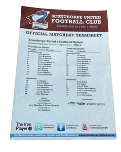 SCUNTHORPE UNITED V OLDHAM ATHLETIC - LEAGUE ONE - TEAM SHEET - 10/9/2016 - Picture 1 of 1