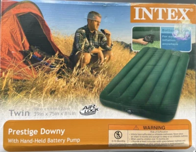 Intex Prestige Downy Airbed Kit with Hand Held Battery Pump, Twin 66967E NEW - Image 1 of 4