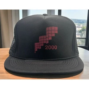 Vintage Snapback Trucker Hat Black 2000 Cameo Mesh Back Red Logo - Picture 1 of 9