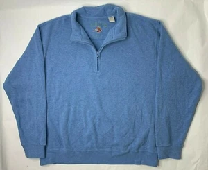 Orvis Mens XL 1/2 Zip Sweater Jacket Blue Long Sleeve Pull Over Cotton - Picture 1 of 5