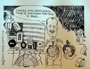 Bill Landis Original Cartoon Art The Villages Daily Sun 2005 Vietnam Irak - Bild 1 von 1