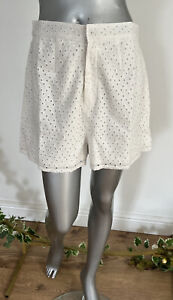 Influence Cotton Broderie Shorts Size 12 White Floral Embroidered Short New MK77