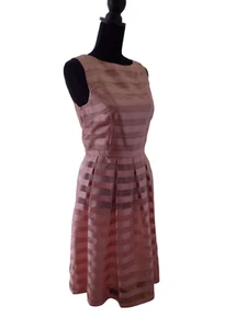 London Times Women's Dusty Rose Pink Stripe Cocktail Dress Sz 8 NWT - Picture 1 of 10