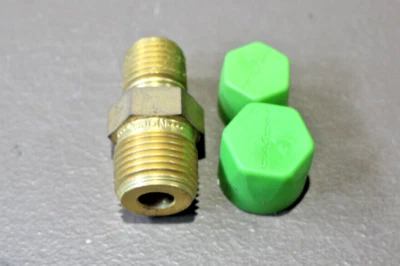 SWAGELOK / CAJON HEX REDUCING BRASS  PIPE NIPPLE  1/4"  X  3/8" - Image 1 of 3