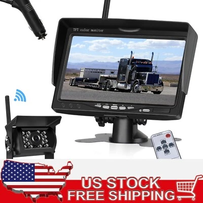 Wireless Backup Rear View Camera System Car 7" Monitor Night Vision For Truck RV - Image 1 of 4