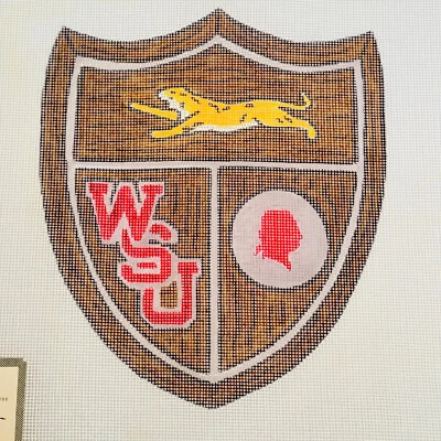 WSU Shield Marjorie Ross Heirloom Needlepoint Handpainted Canvas 12ct Vintage - Image 1 of 3
