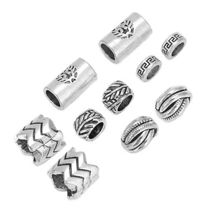 10pc Viking Beard Beads Antique Dreadlock Tube Beads Pendant For Hair Braiding - Picture 1 of 12