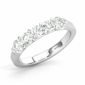 1.00 Carat Pave Set Round Brilliant Cut Diamonds 5 Stone Ring in 950 Platinum - Picture 1 of 4