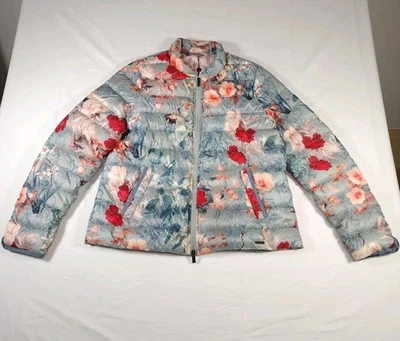 Chaqueta acolchada Ilse Jacobsen para mujer talla 44/EE. UU. 14 floral pájaro verde azulado Hornbaek Foto 1 de 4