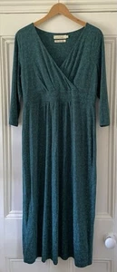 Seasalt The Lake II Women’s Teal & Green Leaf Print Crossover Midi Dress UK 14 - Picture 1 of 13