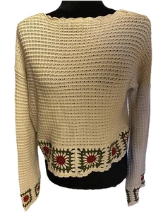 Mit freundlichen Grüßen Jules Gänseblümchen Häkel Pullover M Boho Cottagecore Hippie Festival Strick - Bild 1 von 19