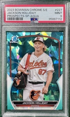 2023 Bowman Chrome Sapphire JACKSON HOLLIDAY AQUA SP PROSPECTS /99 PSA 9 ORIOLES - Image 1 of 2